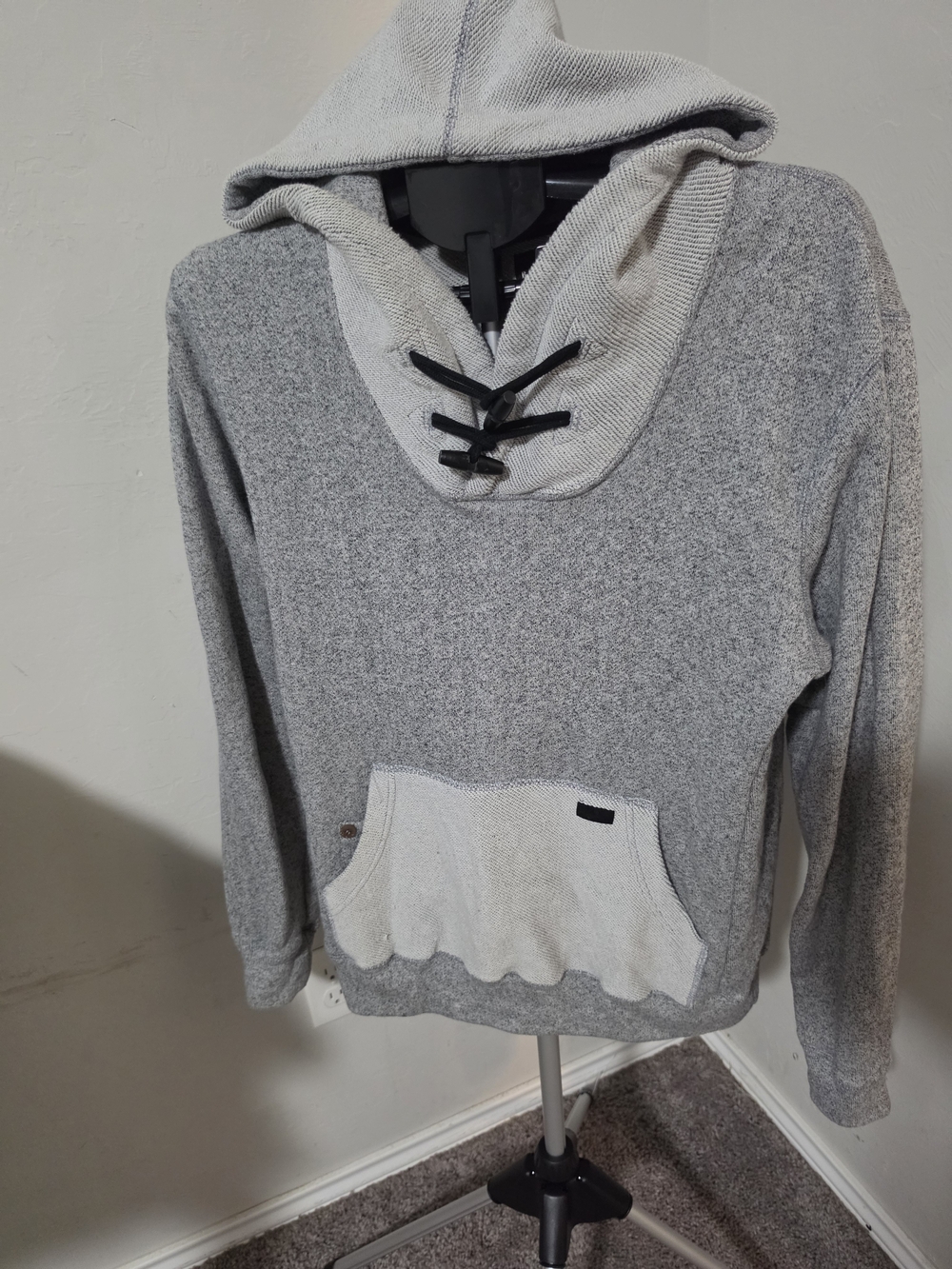 Billabong Light Gray Hooded Pullover with Contrast Pocket